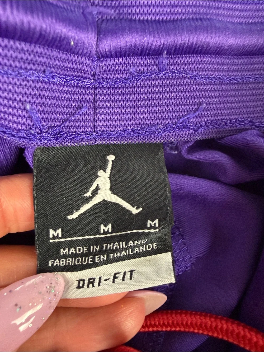 Jordan Men’s Purple Basketball Shorts Neon Yellow Accents Red Jumpman Size M
